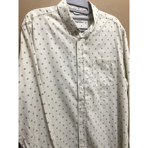 SAMSOE SAMSOE Ivory & Gray LIAM BF Button Down LS Cotton Shirt in Greydot Sz M - Picture 5 of 13